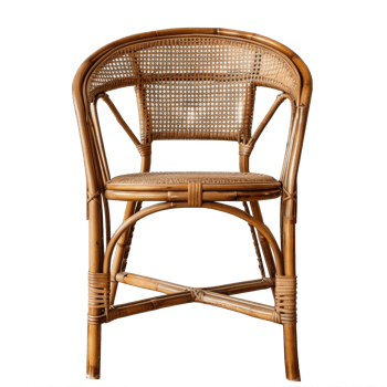 Rattan Chair front view full length isolate on transparency background png