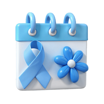 Blue Ribbon and Flower on Calendar Icon png