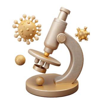 Microscope and Viruses A 3D Rendered Illustration png