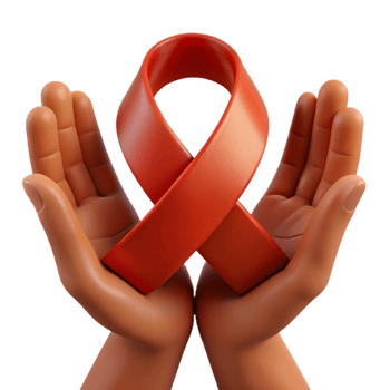 Red Ribbon Held in Hands png