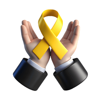 Supporting a Cause Yellow Ribbon in Hands png