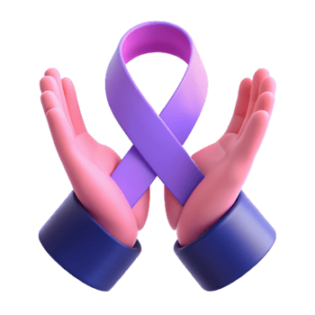Hands Holding Purple Ribbon Symbol of Support png