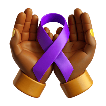 Purple Ribbon Held by Hands png