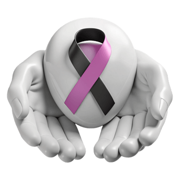 Supporting a Cause Hands Holding a Black and Purple Ribbon png