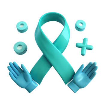 3D Render of a Teal Awareness Ribbon and Hands png