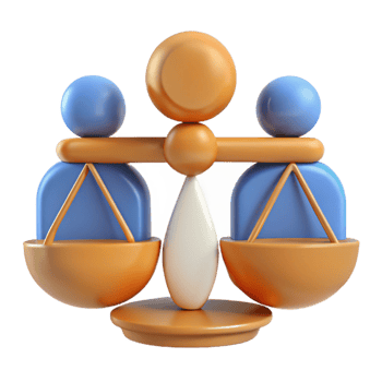 Balanced Scale with Two People 3D Rendering png