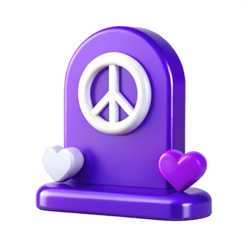 Peace Sign and Hearts 3D Render png