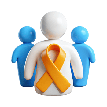 Support and Awareness 3D Illustration of People with Orange Ribbon png