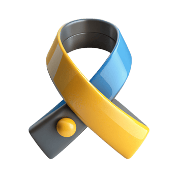 Abstract 3D Ribbon Design with Yellow, Blue and Gray Colors png