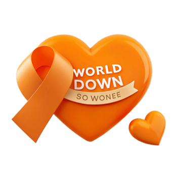 Orange Heart with Ribbon World Down Syndrome Day png