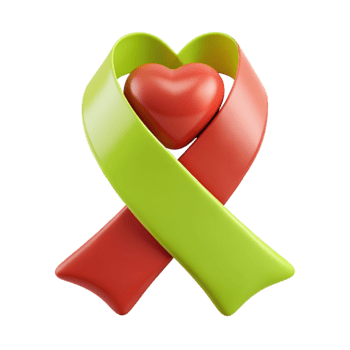 Red and Green Ribbon with Heart png