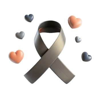 Gray Ribbon with Hearts png