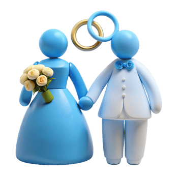 Wedding Couple Illustration 3D Cartoon Characters png