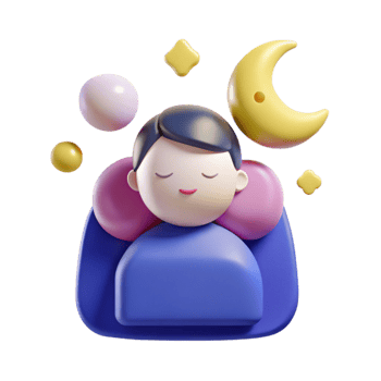 Sleeping Person with Moon and Stars 3D Illustration png