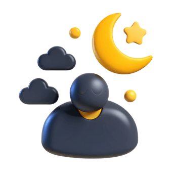 3D Illustration of a Sleeping Person with a Moon and Stars png
