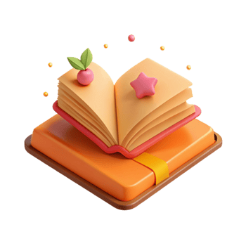 Open Book with a Star and Cherry on Top png