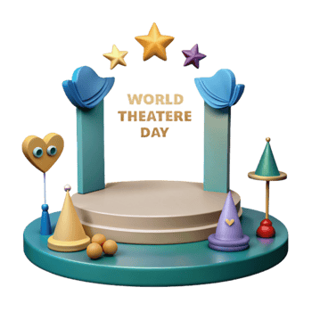 World Theatre Day Celebration 3D Rendered Stage Design png