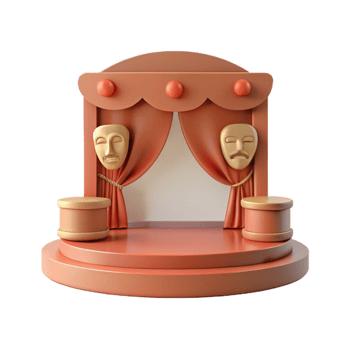 3D Stage with Curtains and Masks png