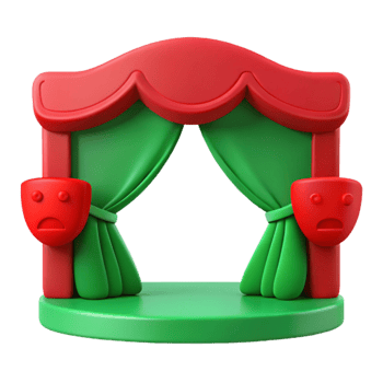 3D Stage Curtain with Red Mask png