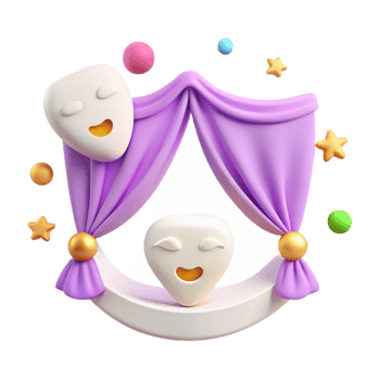 Smiling Mask Behind Stage Curtains png