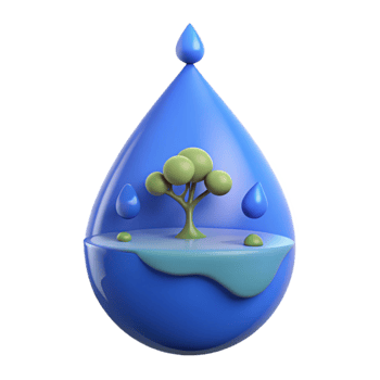 3D Render of a Water Drop with a Tree Inside png