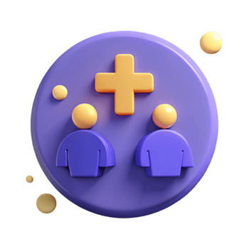 3D Rendered Icon Two People with a Plus Sign png