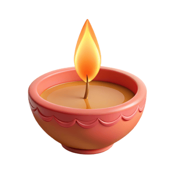 Lit Clay Diya with Flame png