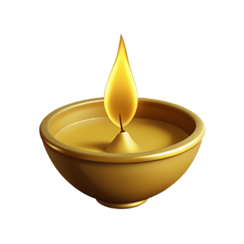 Golden Diya with a Lit Candle png