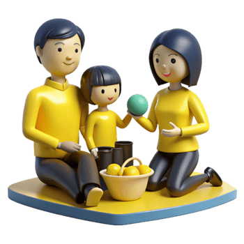 Happy Family of Three Enjoying a Picnic png