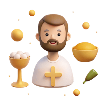 3D Illustration of a Priest with Religious Symbols png