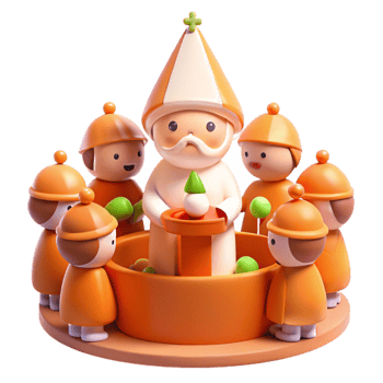 Cute Cartoon Characters Surrounding a Figure png