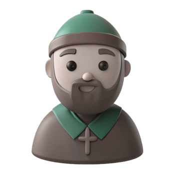 Smiling 3D Cartoon Character with a Beard and Hat png