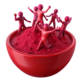 3D Render of Red Figures Celebrating on a Red Sand Mound png