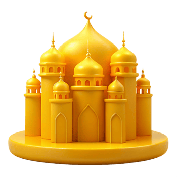 Golden Mosque 3D Model Illustration png
