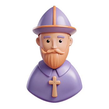 3D Render of a Cartoon Medieval Priest png