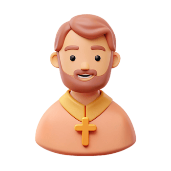 Smiling 3D Character with Cross Necklace png