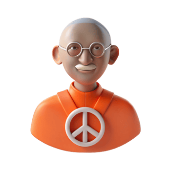 3D Cartoon Illustration of a Person Wearing an Orange Robe with a Peace Symbol png