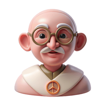 Smiling Cartoon Senior with Glasses and Peace Sign png