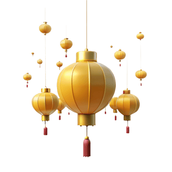 Golden Lanterns Hanging in the Dark png