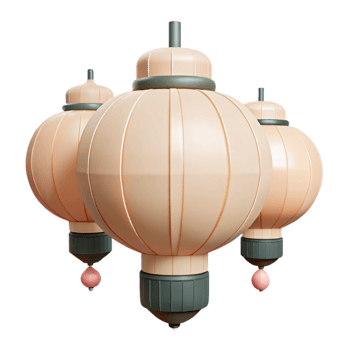 Three Decorative Lanterns with Green Accents png
