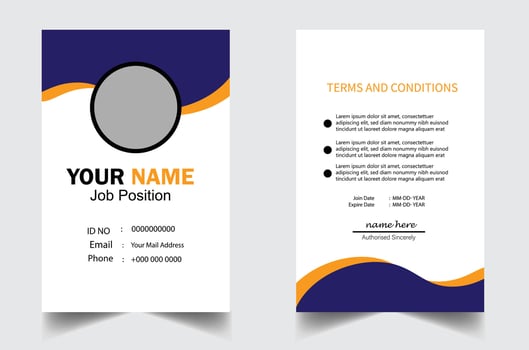 Modern and clean business id card template. professional id card design template with blue color. corporate modern business id card design template. Company employee id card template. vector