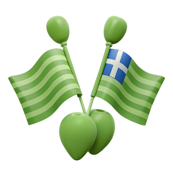 Green Flags with Blue Cross Design on Green Bulbs png