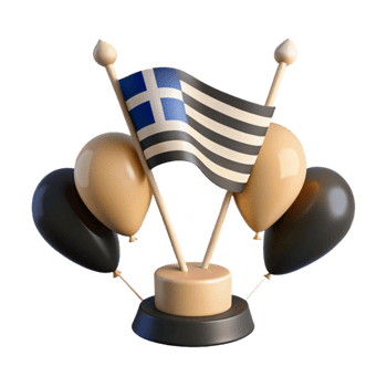 Greek Flag with Balloons on Stand png