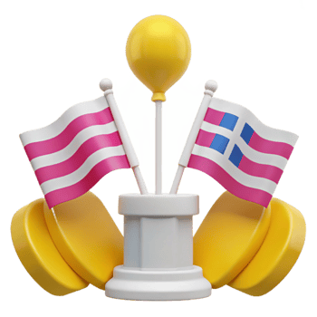 Celebration with Flags and Balloons png