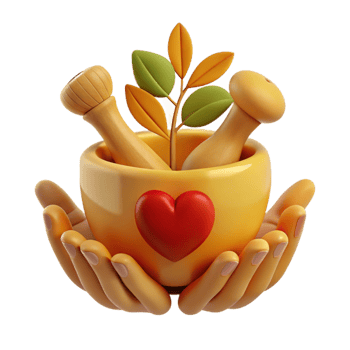 Heart Health Herbal Remedies in a Mortar and Pestle png
