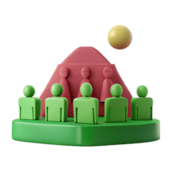 3D Illustration of People Around a Structure png