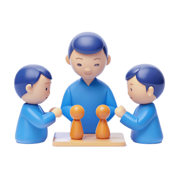 3D Illustration of a Father and His Two Children Playing a Game png