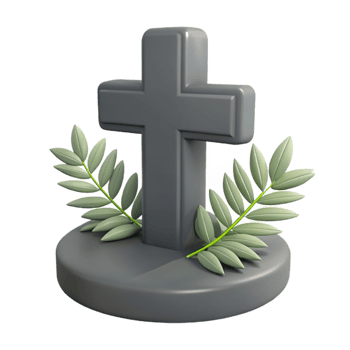 3D Render of a Stone Cross with Olive Branches png