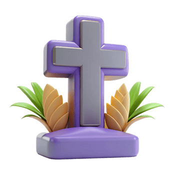 3D Render of Cross with Flowers png
