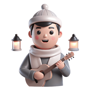 Wintertime Acoustic Guitar Music Illustration png
